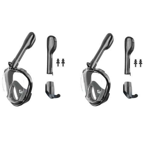 Proberos® Adult Snorkel Mask 180° Wide Angle View Anti-Fog Snorkeling Face with Drain Valve Detachable Breathing Tube Design Full Face Diving Gear Camera Mount S/M 2PCS Proberos® Adult Snorkel Mask 180° Wide Angle View Anti-Fog Snorkeling Face with Drain Valve Detachable Breathing Tube Design Full Face Diving Gear Camera Mount S/M 2PCS